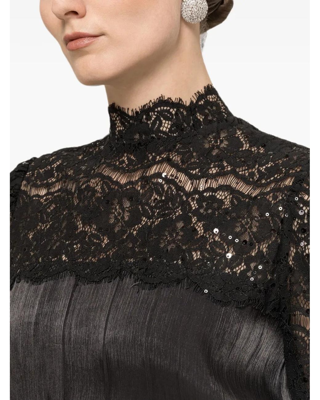 Nissa Black Robe Longue En Chiffon
