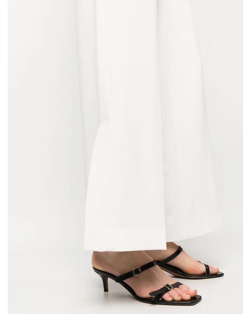 Blanca Vita White Overlapping-Panel Palazzo Pants
