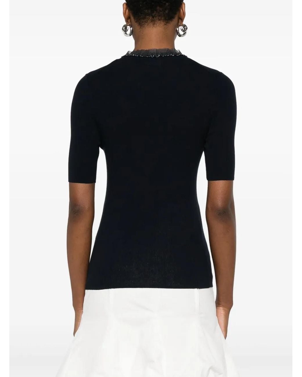 P.A.R.O.S.H. Black Ribbed T-Shirt