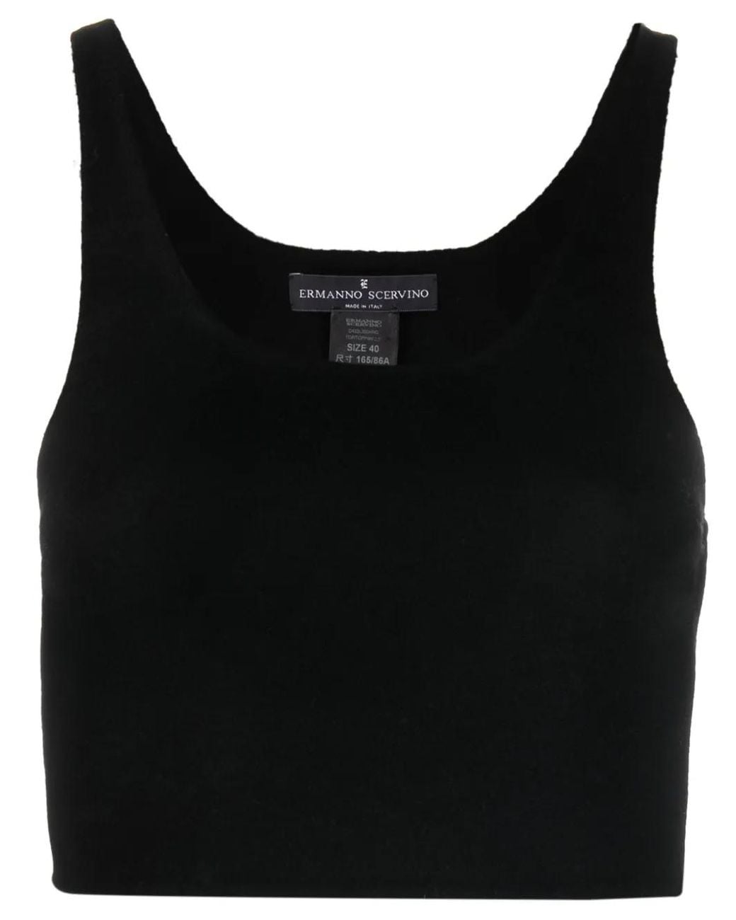 Ermanno Scervino Black Virgin Wool Cropped Top