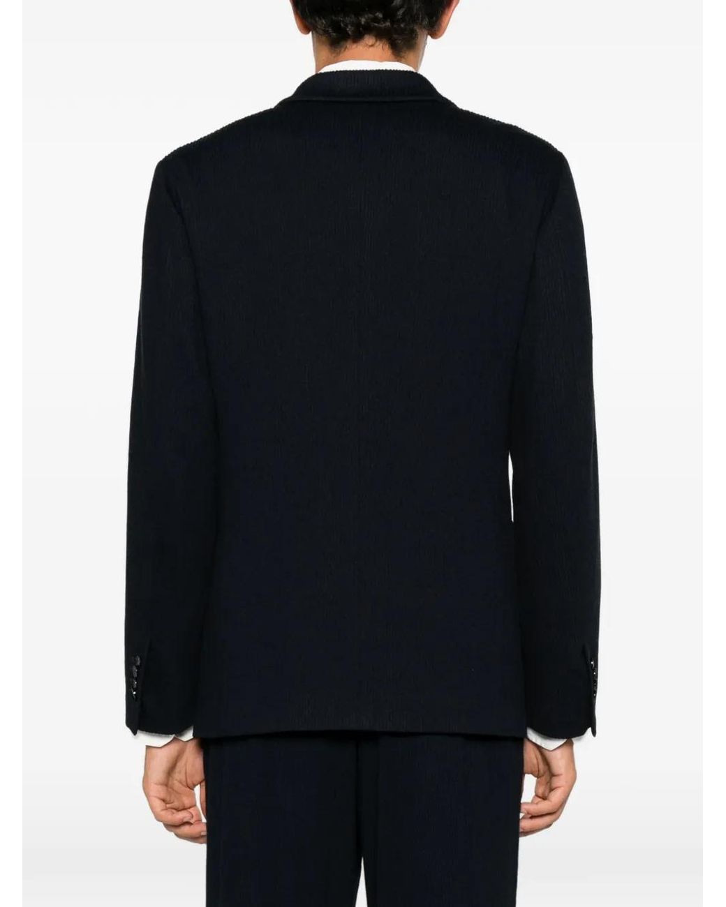 Giorgio Armani Black Blazer Côtelé À Boutonnière Croisée for men