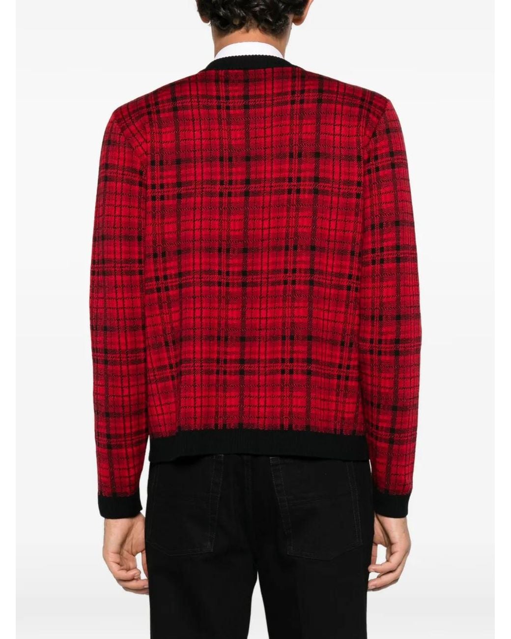 Ernest W. Baker Red Tartan-Check Cardigan for men