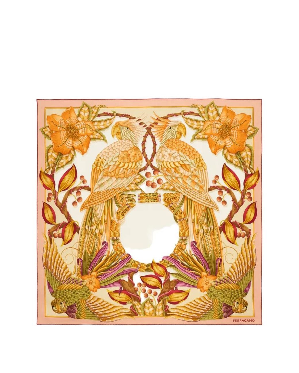 Ferragamo Metallic Printed Silk Foulard