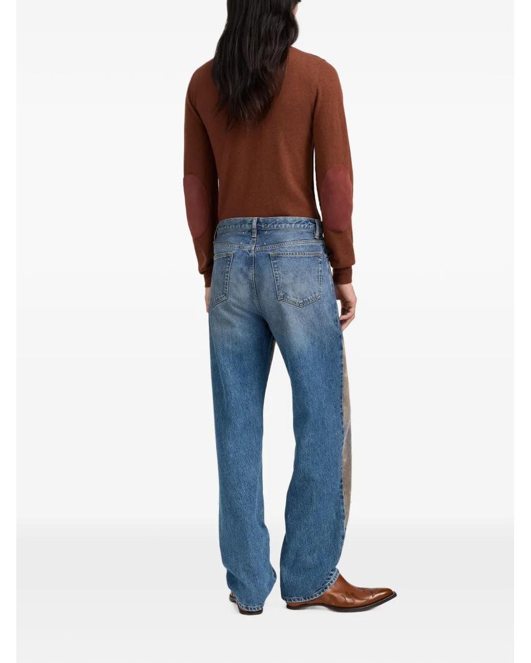 Maison Margiela Blue Flocked-Patch Jeans for men