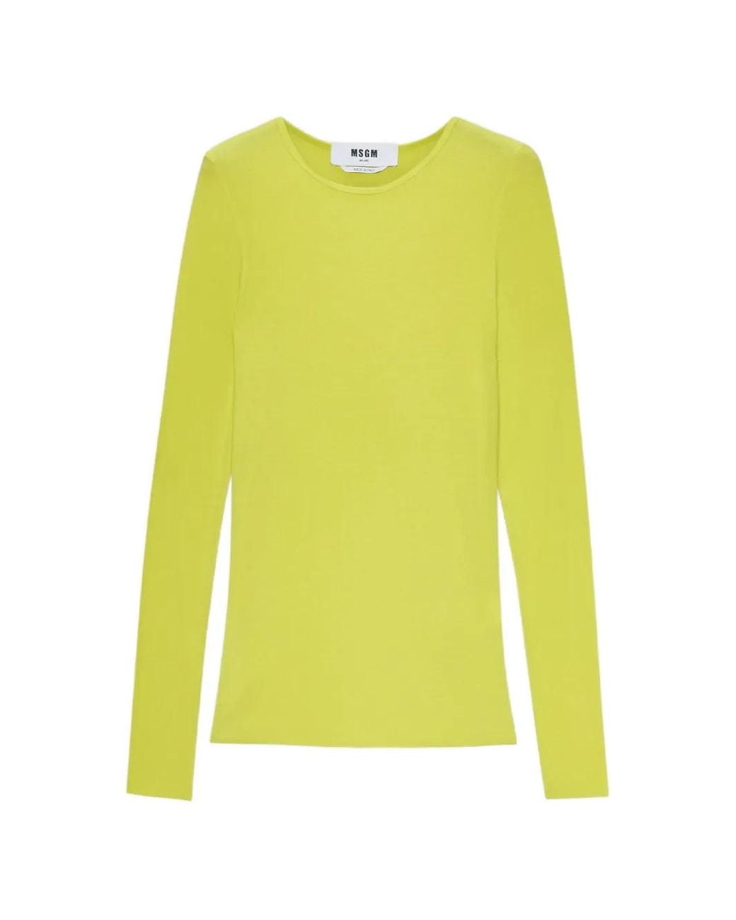 MSGM Yellow Crew Neck Long-Sleeve Top