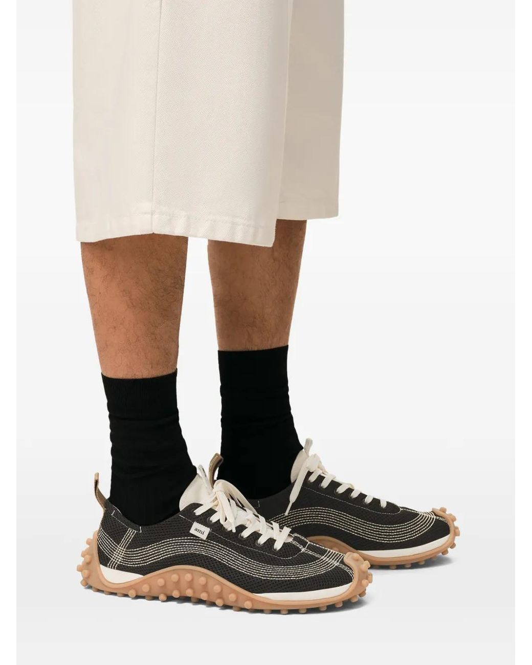 Sneakers Con Applicazione di AMI in Black