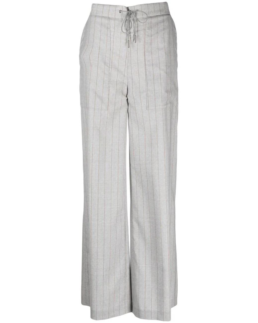 Fabiana Filippi Gray Pinstripe Straight-Leg Trousers