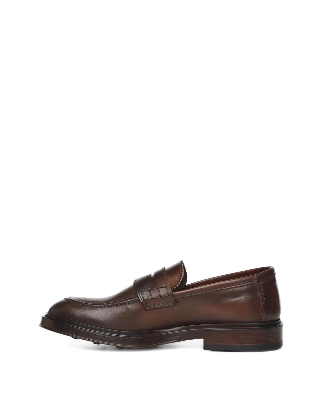 Giuliano Galiano Brown Leather Round-Toe Loafers for men