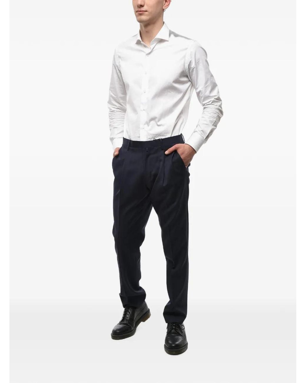 Corneliani Blue Circle Pleated Trousers for men