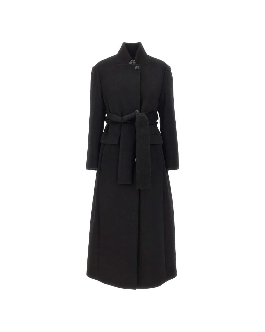 Marella Black Belted Single-Breasted Coat