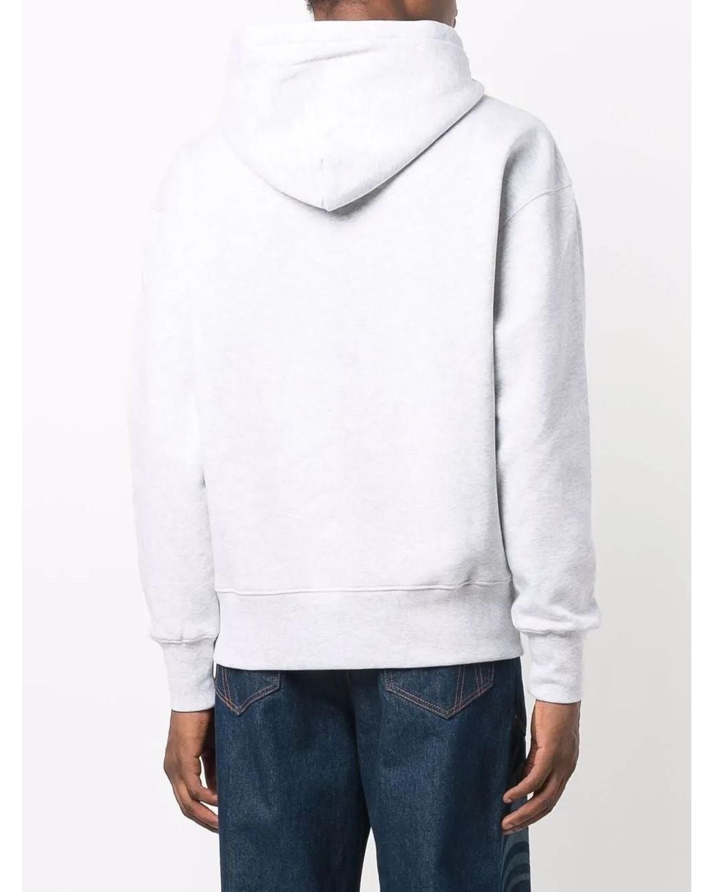MSGM White Logo-Print Cotton Hoodie for men