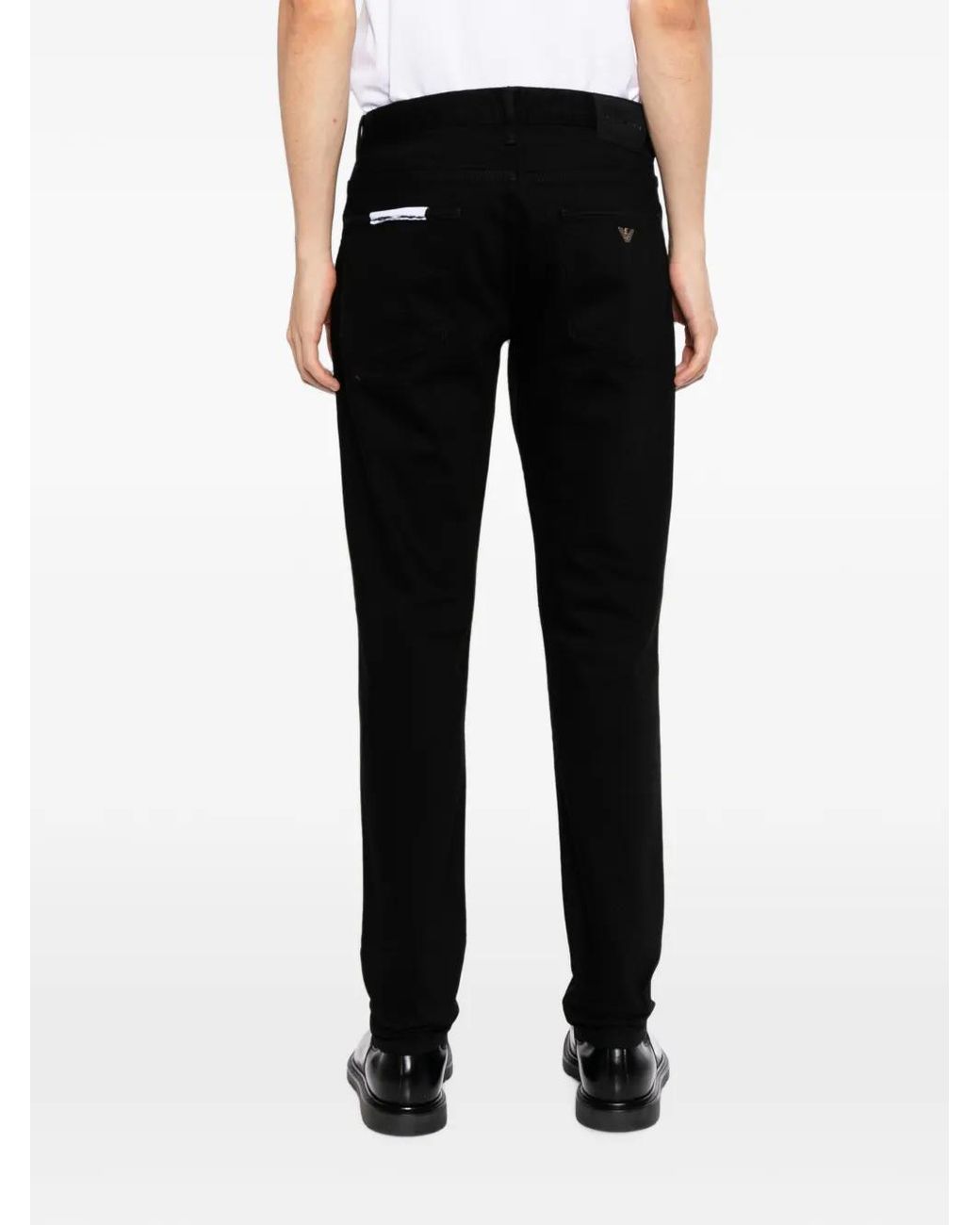 Emporio Armani Black Slim-Fit Five-Pocket Jeans for men
