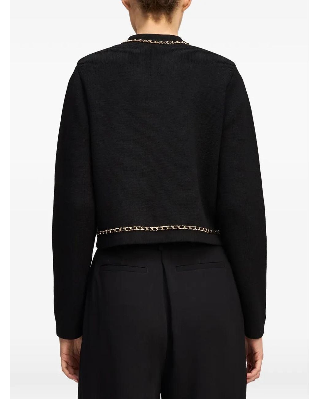Cinq À Sept Black Benoite Chain-Trim Cardigan