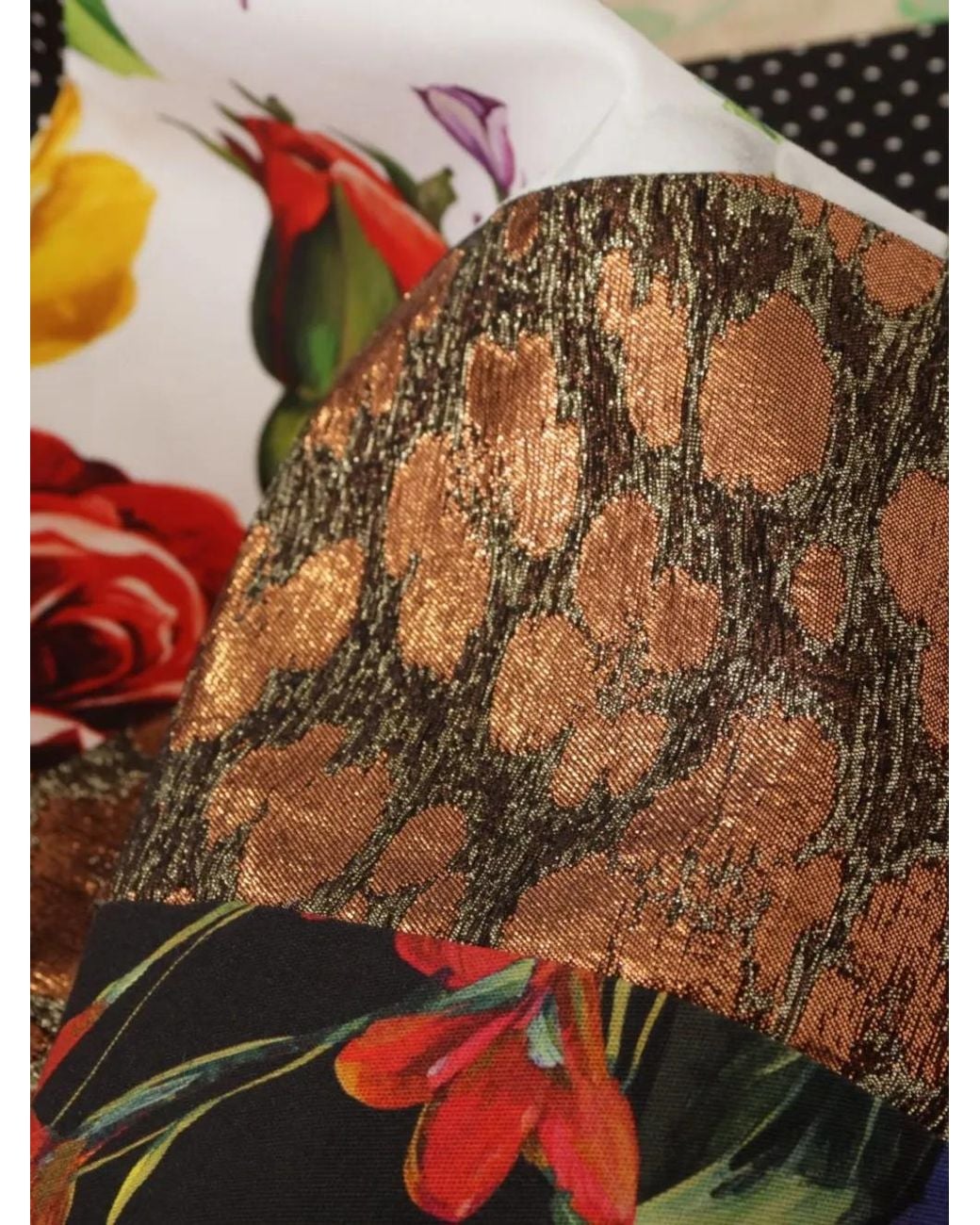 Dolce & Gabbana Black Robe En Jacquard À Design Patchwork