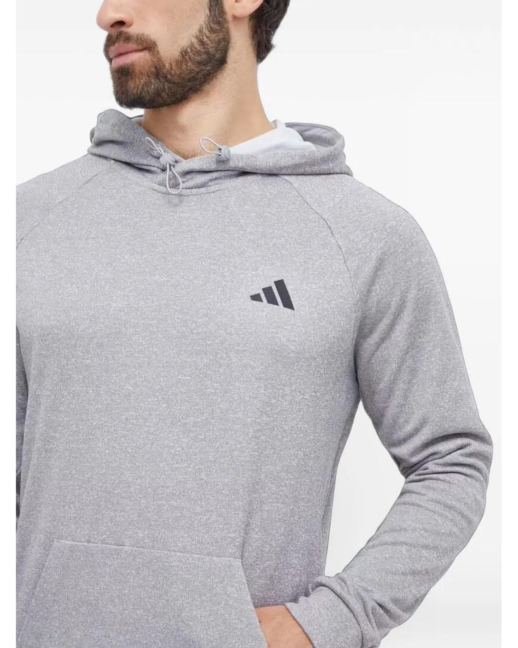 Adidas Gray Logo-Print Hoodie for men