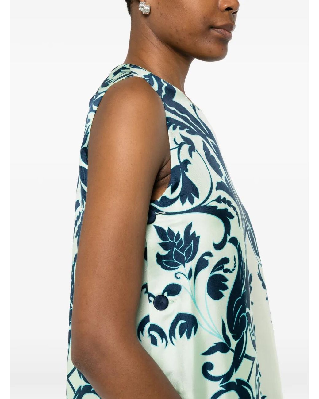 F.R.S For Restless Sleepers Blue Robe Longue À Fleurs Boutonnée