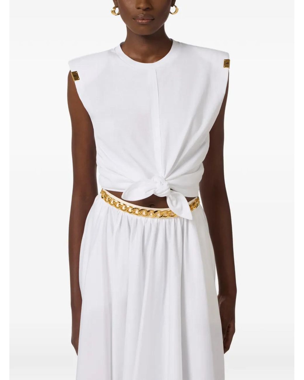 Elisabetta Franchi White Cotton Top