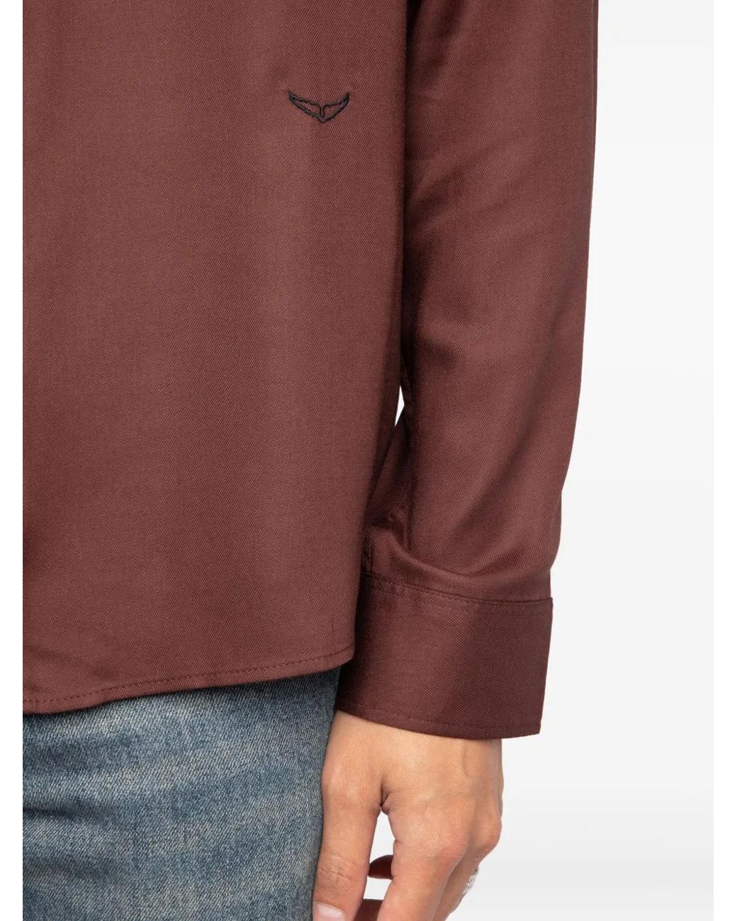 Zadig & Voltaire Purple Embroidered Long-Sleeve Shirt for men