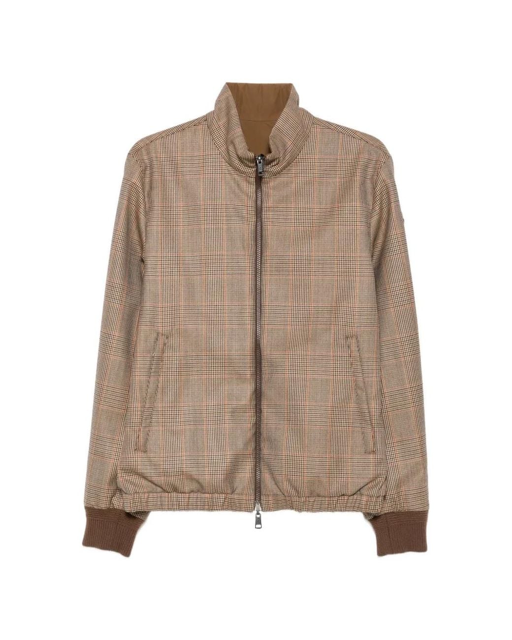 Moncler Brown Frothive Check-Pattern Jacket for men