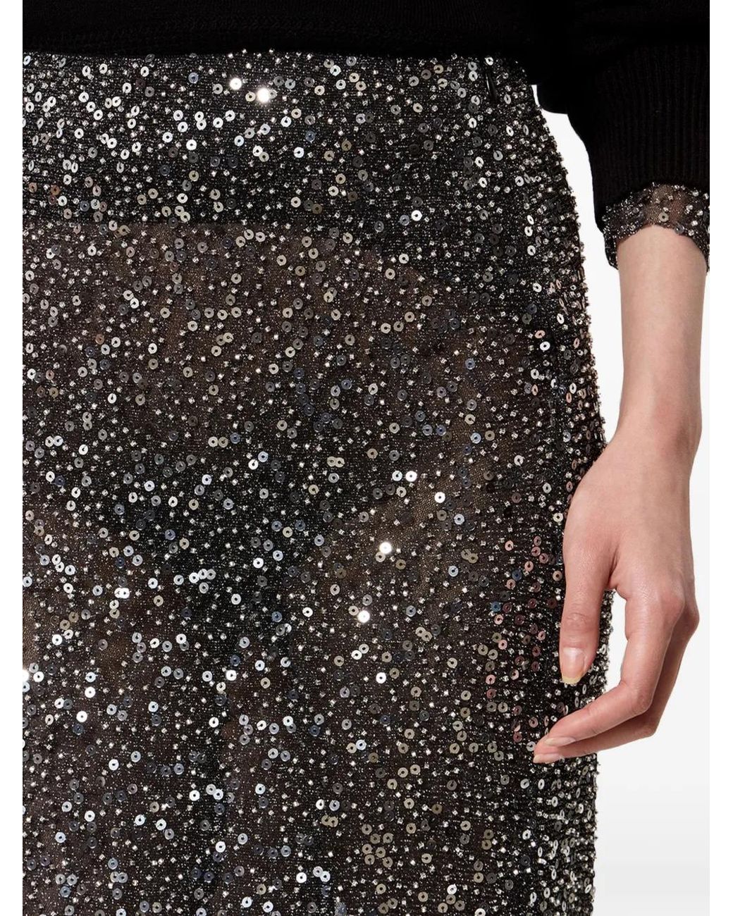 Isabel Marant Black Nejany Sequin-Embellished Midi Skirt