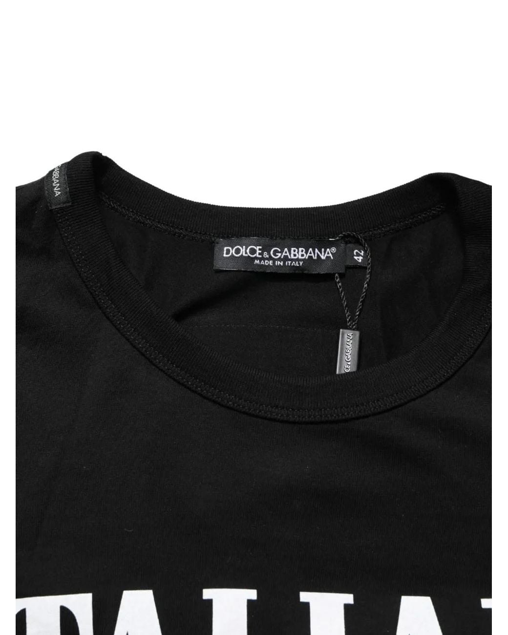 Dolce & Gabbana Black Camo-Pocket Slogan-Print T-Shirt for men