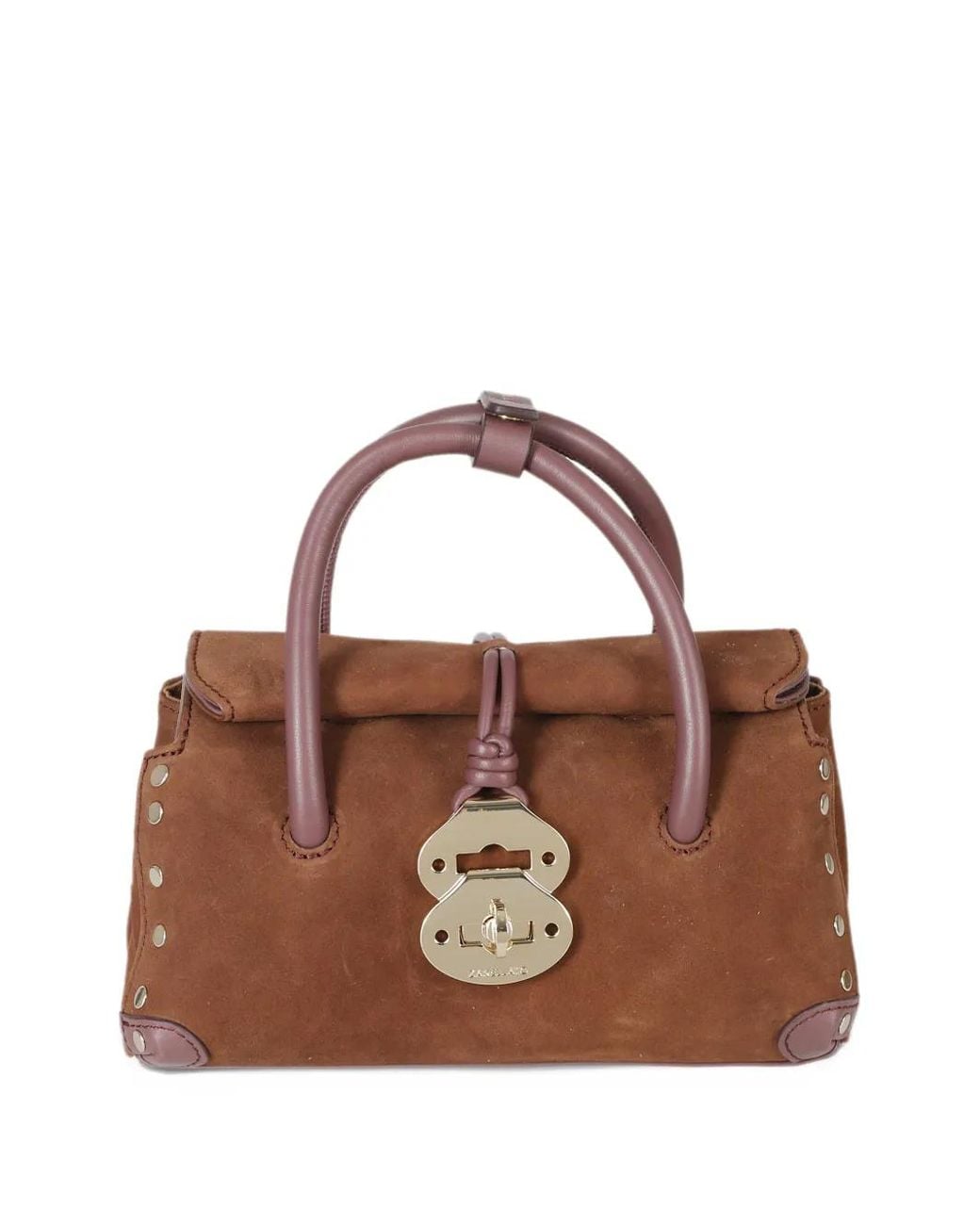 Zanellato Brown Petit Cabas Dotta En Cuir À Détails De Clous