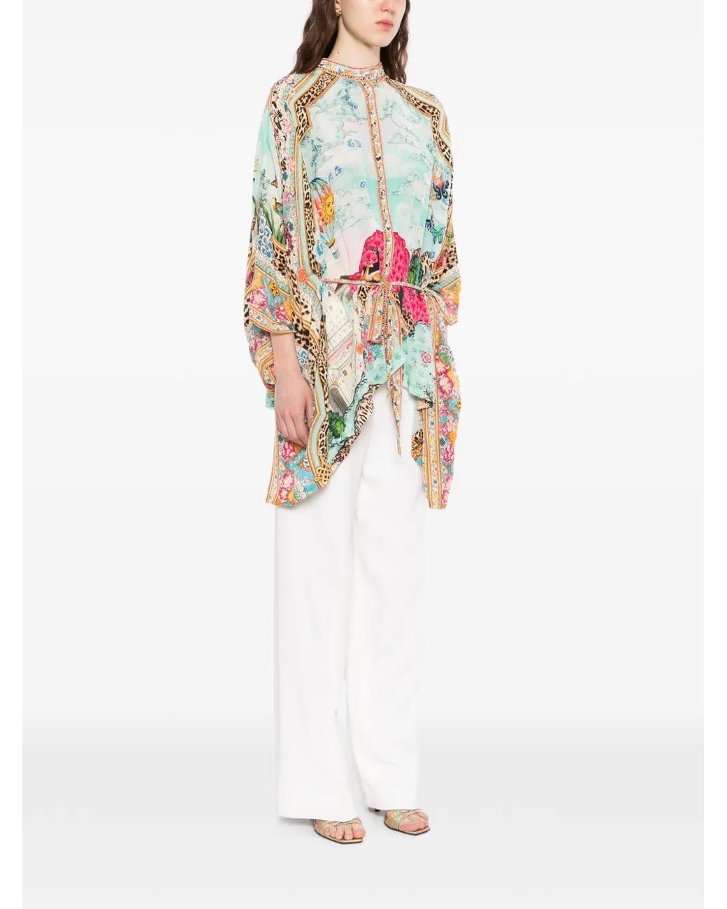 Camilla White Button Scarf Blouse