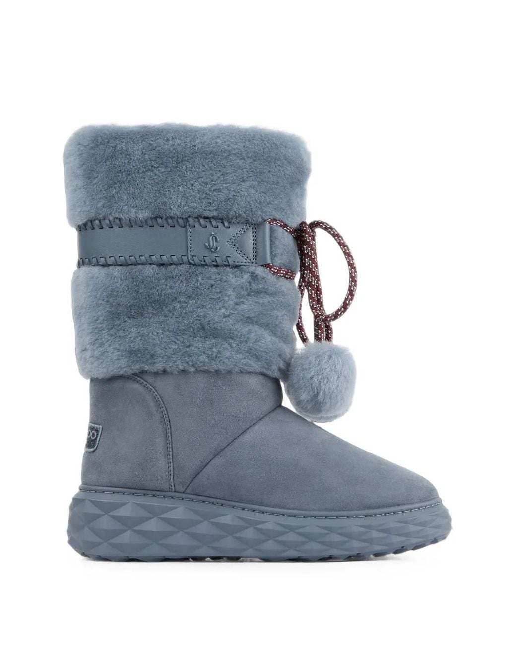 Jimmy Choo Blue Cobi Shearling-Trim Boots