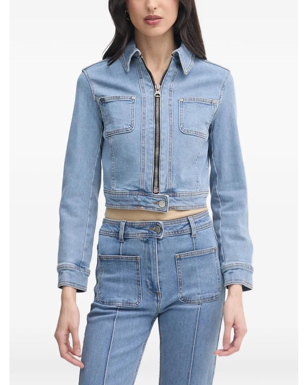 Benetton Blue Zip-Up Denim Jacket