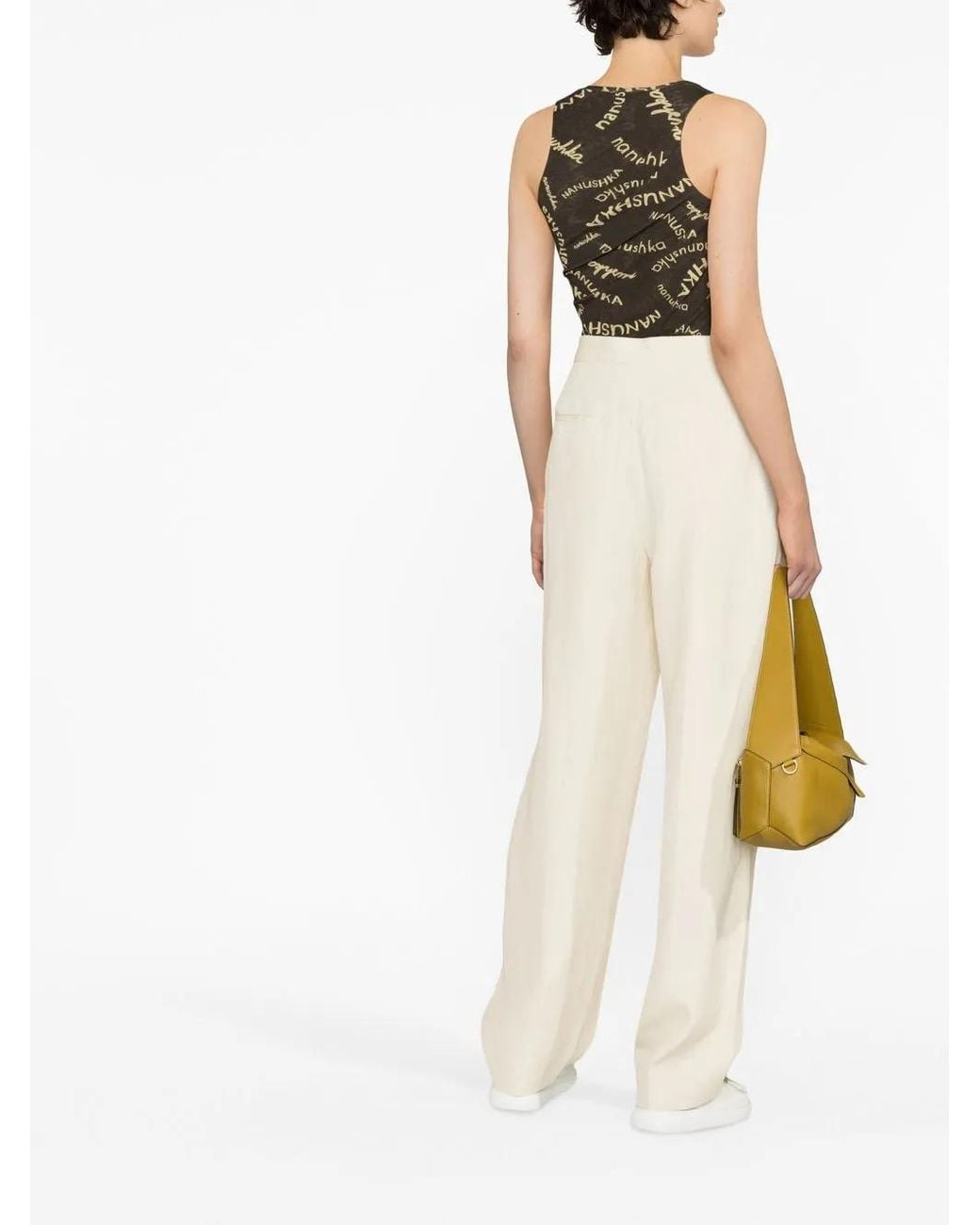 Stella McCartney White High-waisted Pleated Trousers