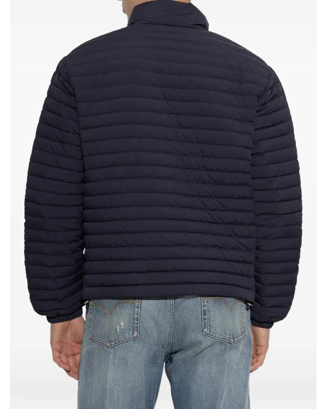 Versace Blue Logo-Embroidered Puffer Jacket for men