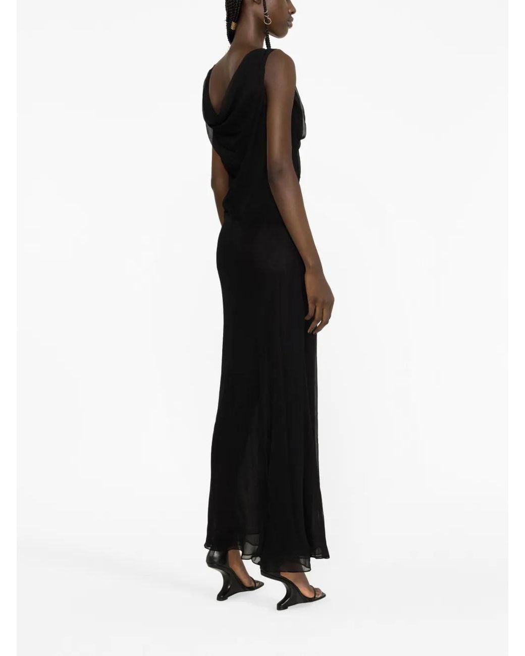 Christopher Esber Black Draped Silk Dress
