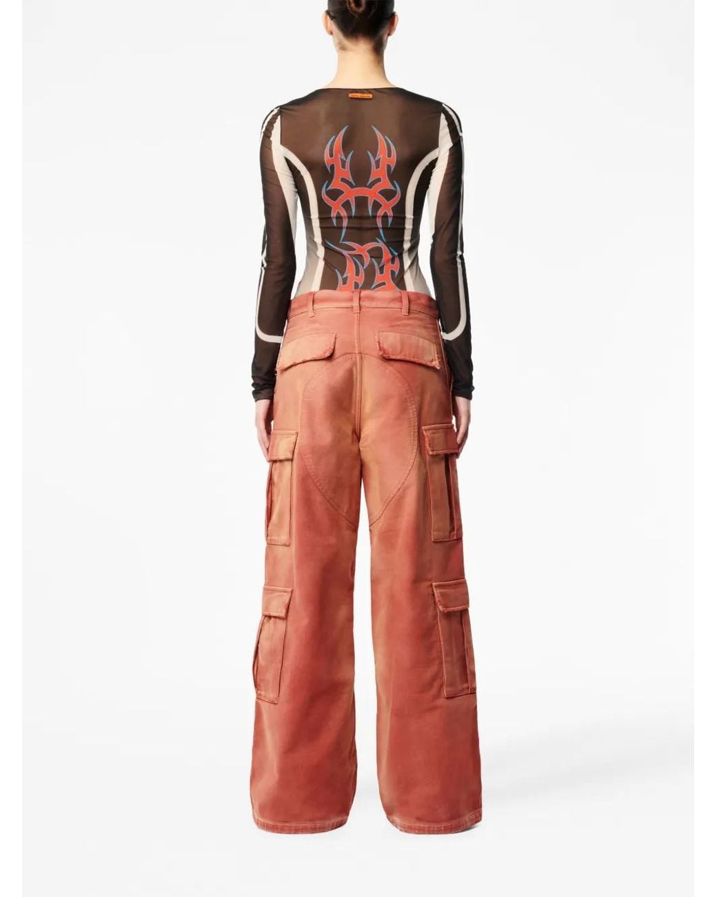 Heron Preston Red Distressed-Effect Cargo Pants