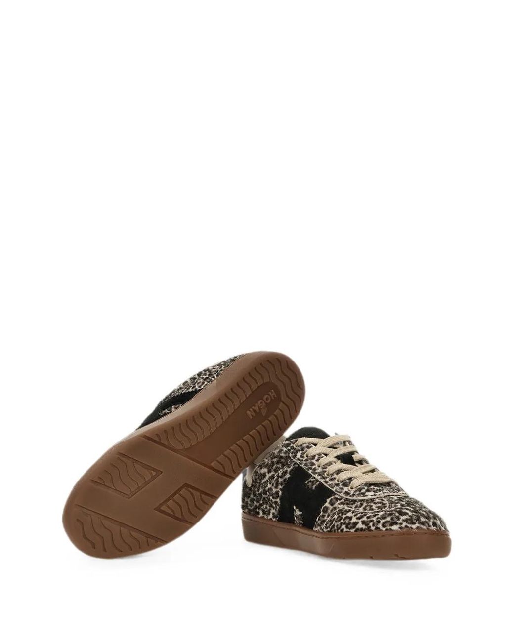 Hogan Black Leopard Print Textured Fur Sneakers