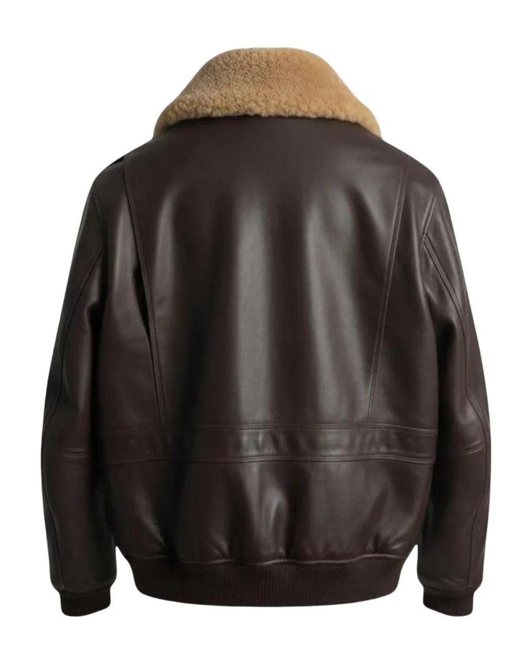 Peuterey Gray Leather Jacket With Shearling Collar And Ribbed Details for men