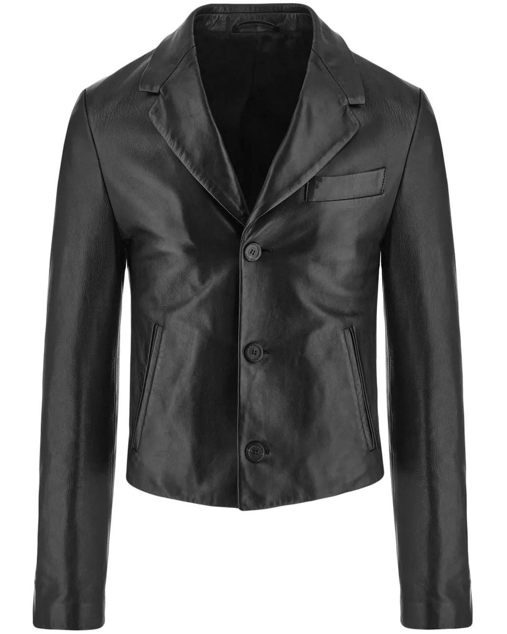 Black Single Breasted Lederjacke Ferragamo de hombre