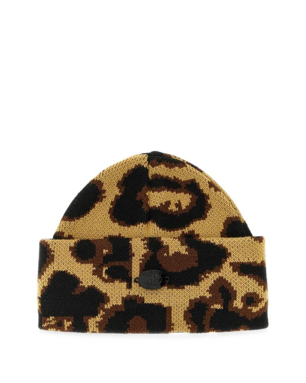 Goldbergh Black Shayna Jaguar-Print Beanie Hat