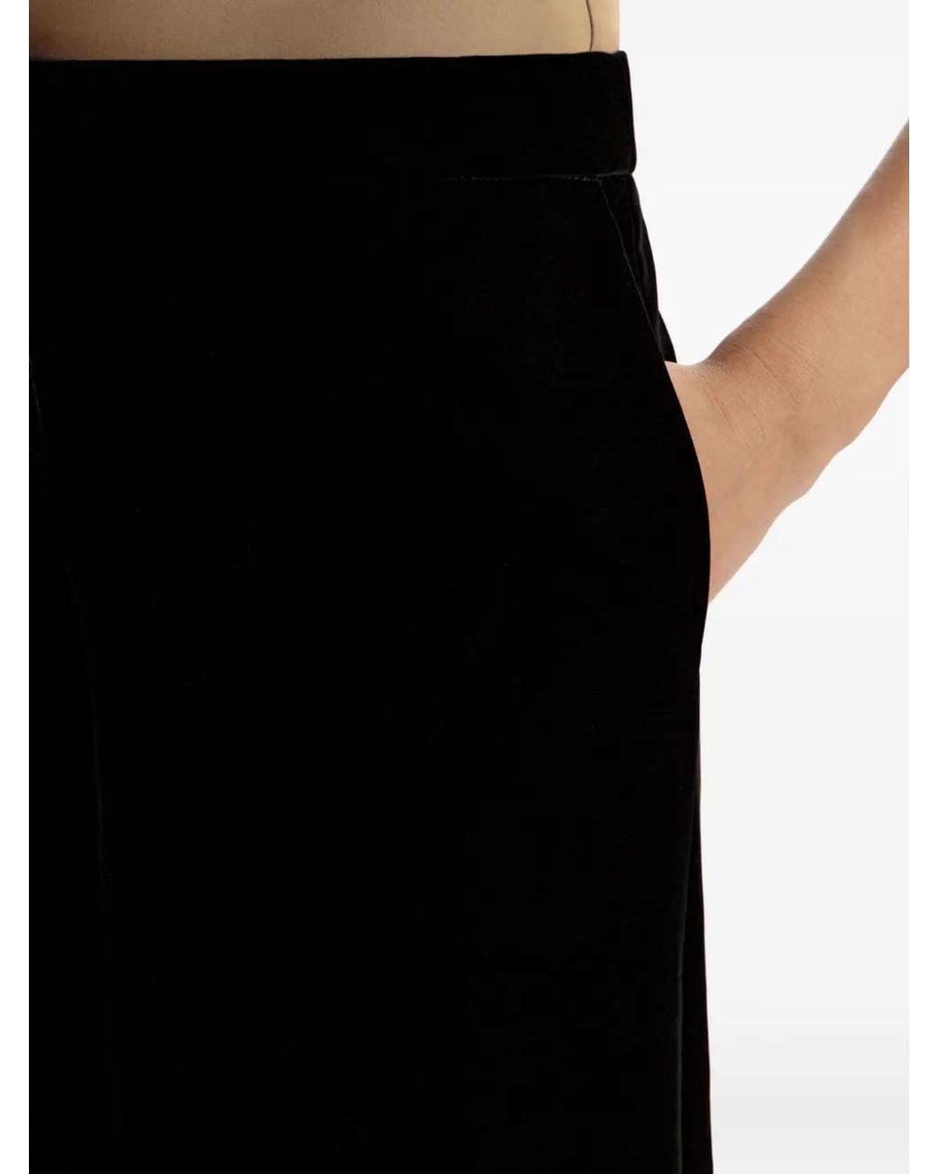 12 STOREEZ Black Velvet Straight-Leg Trousers