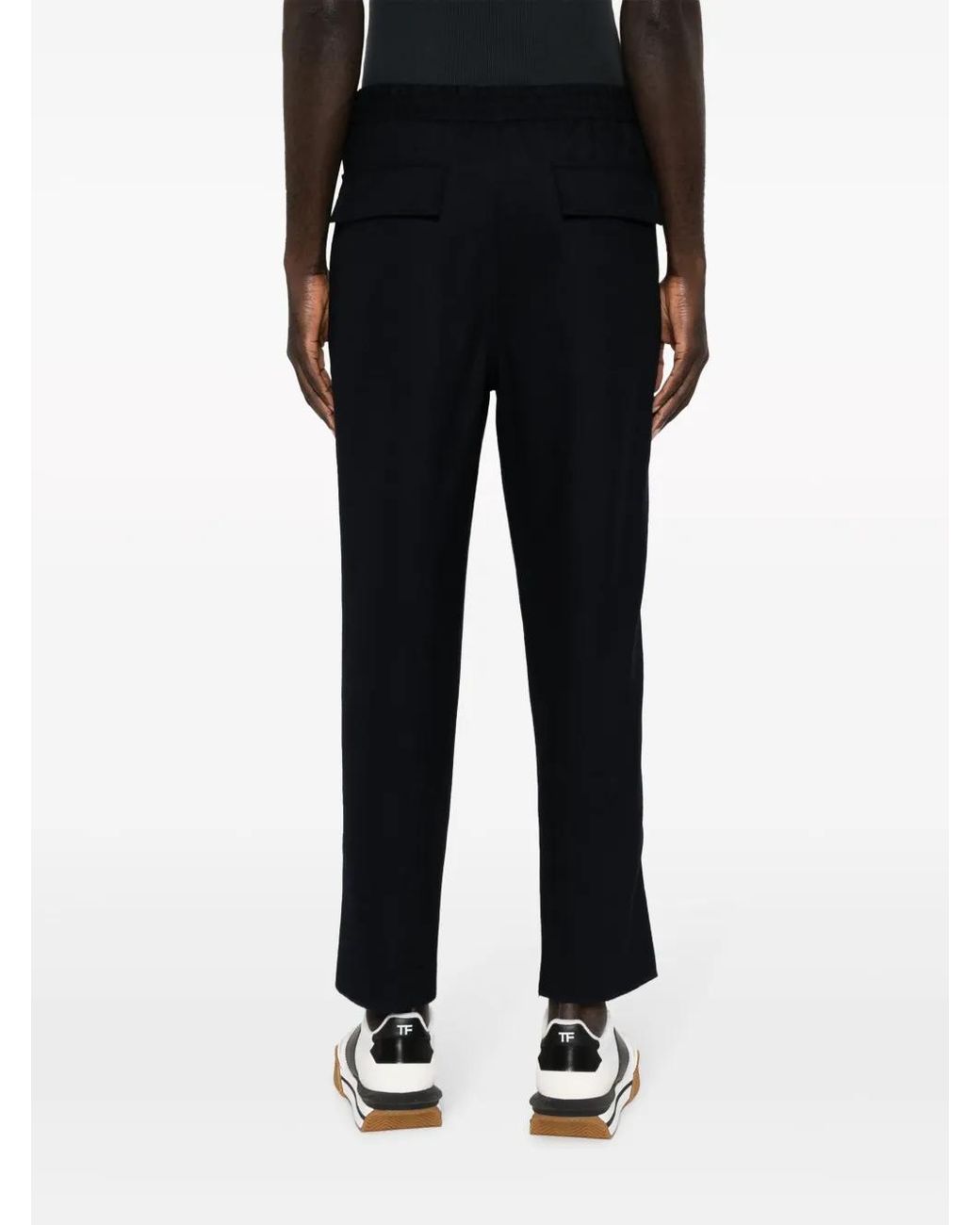 Etro Black Drawstring-Waist Wool Trousers for men