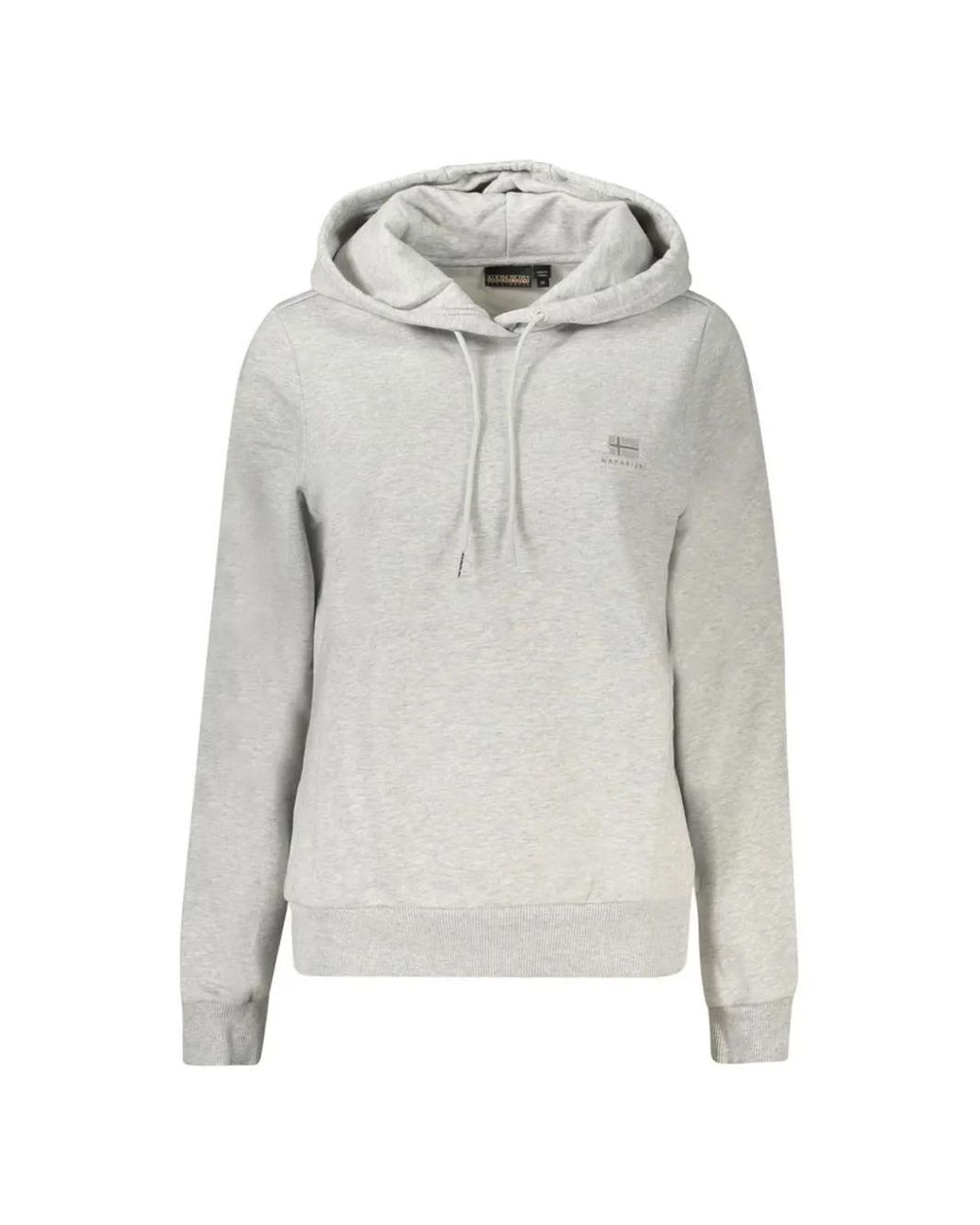 Napapijri Gray Logo-Patch Drawstring Hoodie