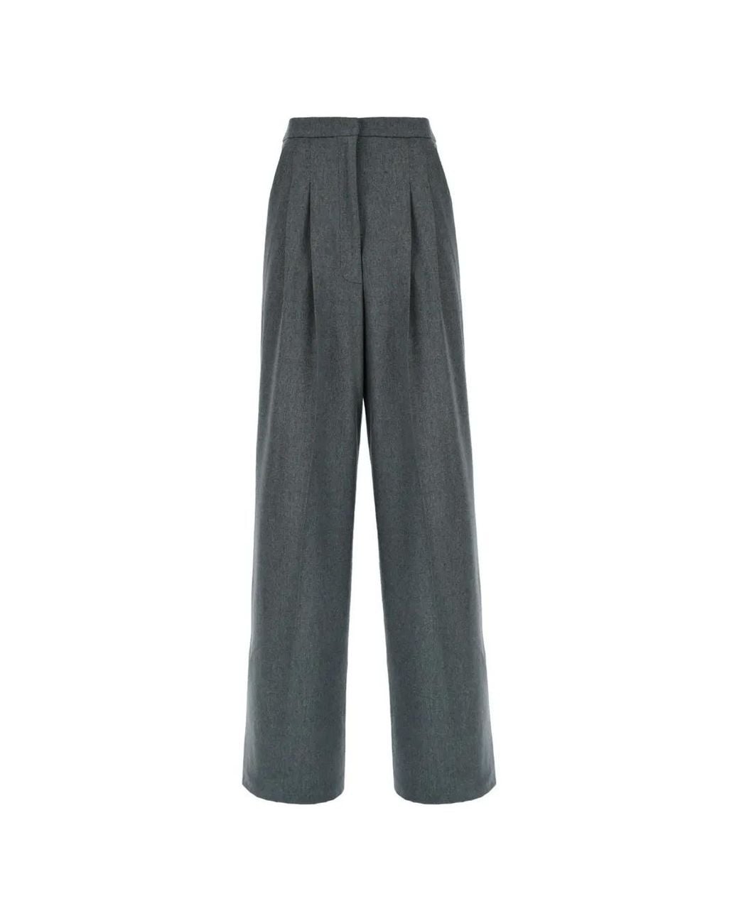 PT Torino Gray Pleated Wide-Leg Trousers