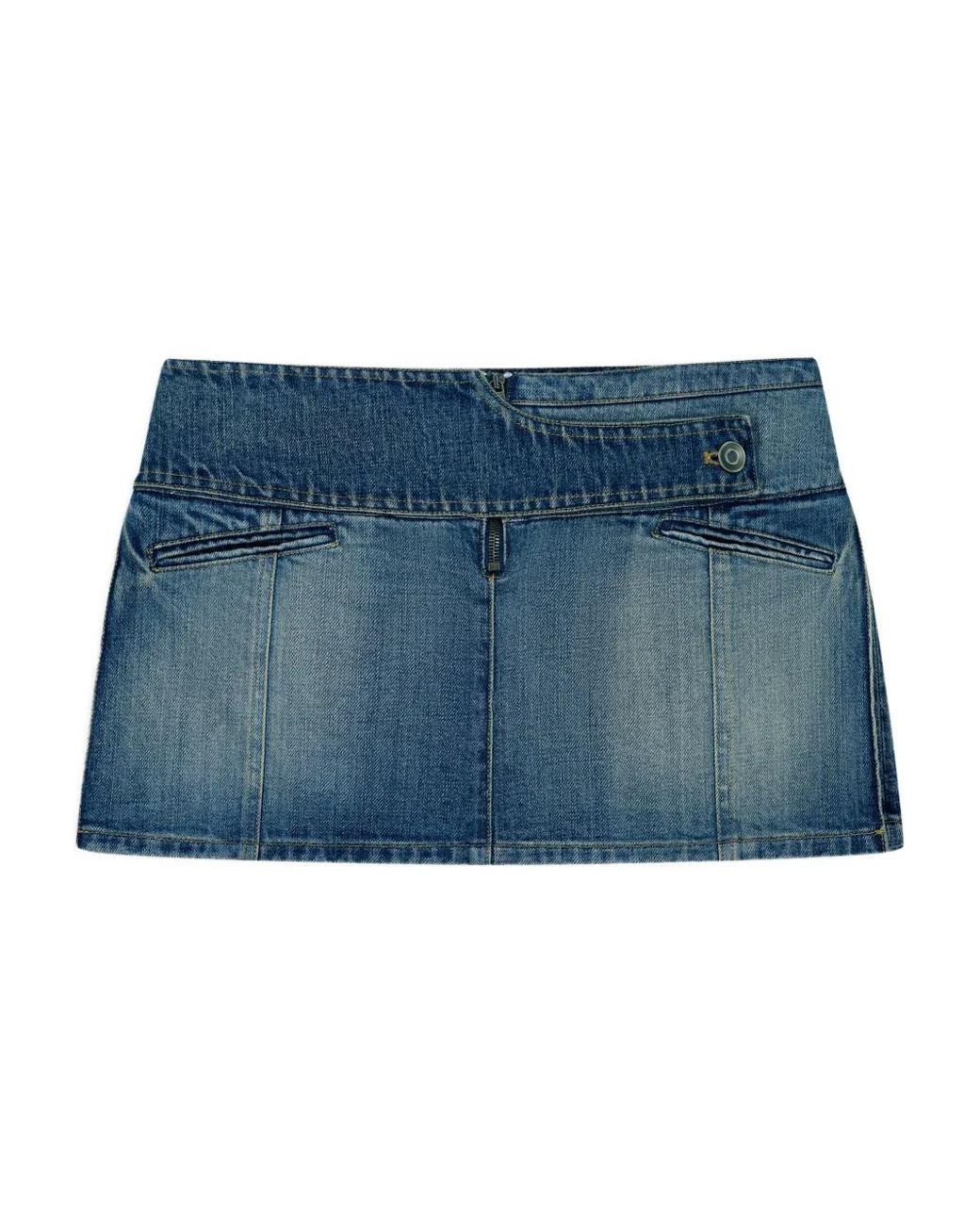 Coperni Blue Panelled Denim Mini Straight Skirt
