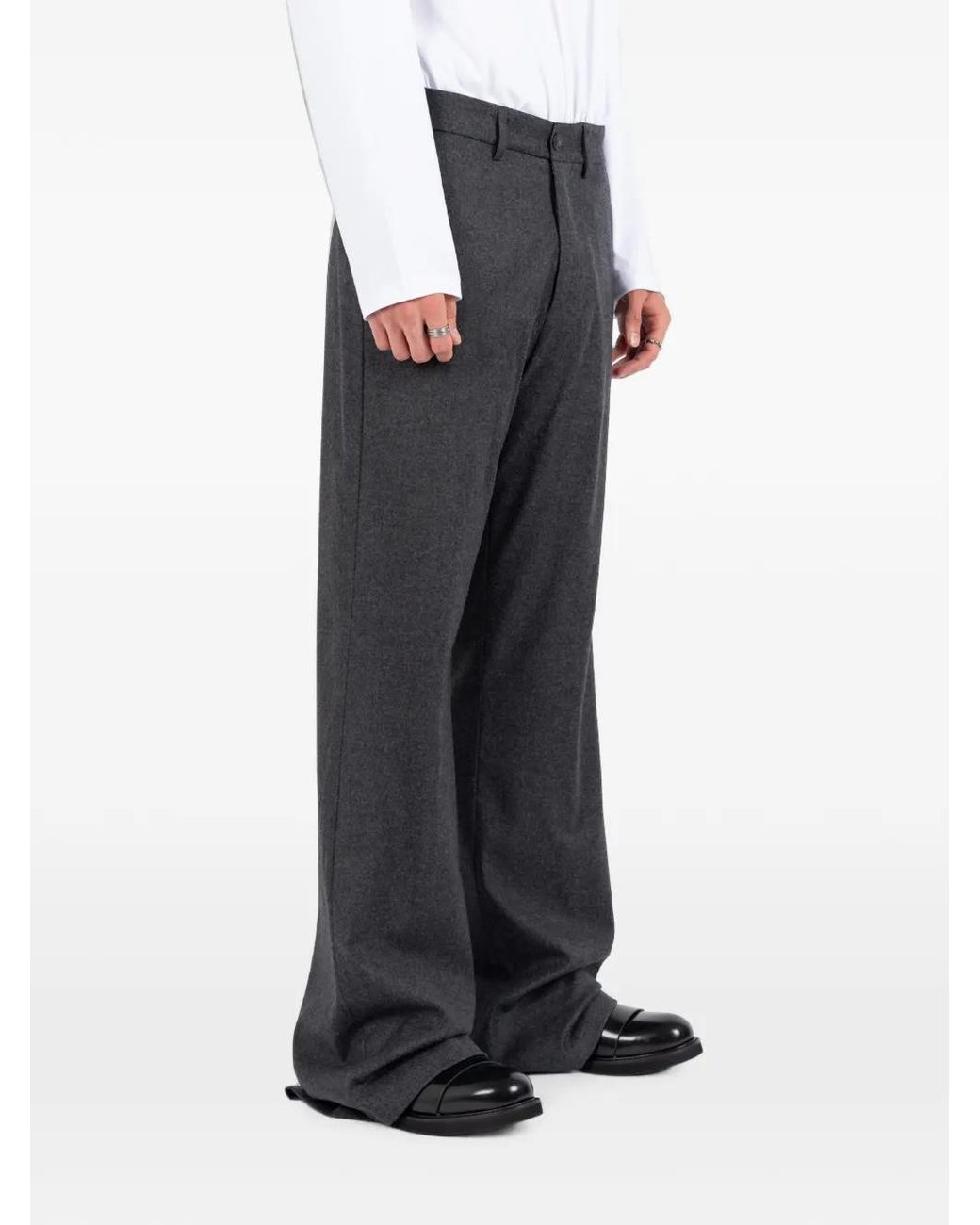Societe Anonyme Gray Wide-Leg Wool Trousers