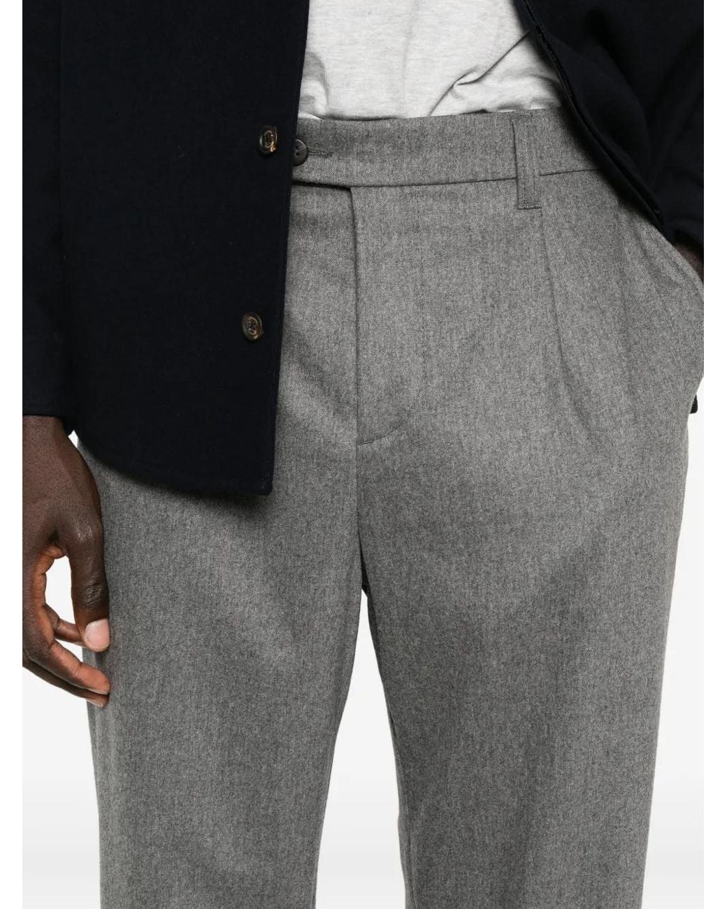 Eleventy Gray Pleated Wool Trousers for men