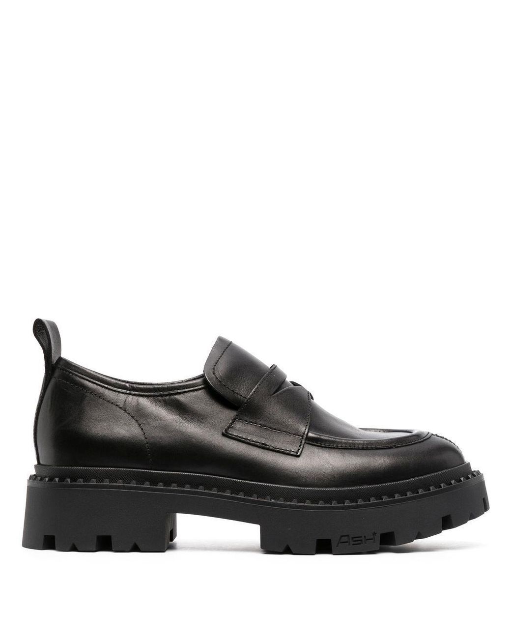 Ash Genial Leather Lug-sole Loafers in Black | Lyst