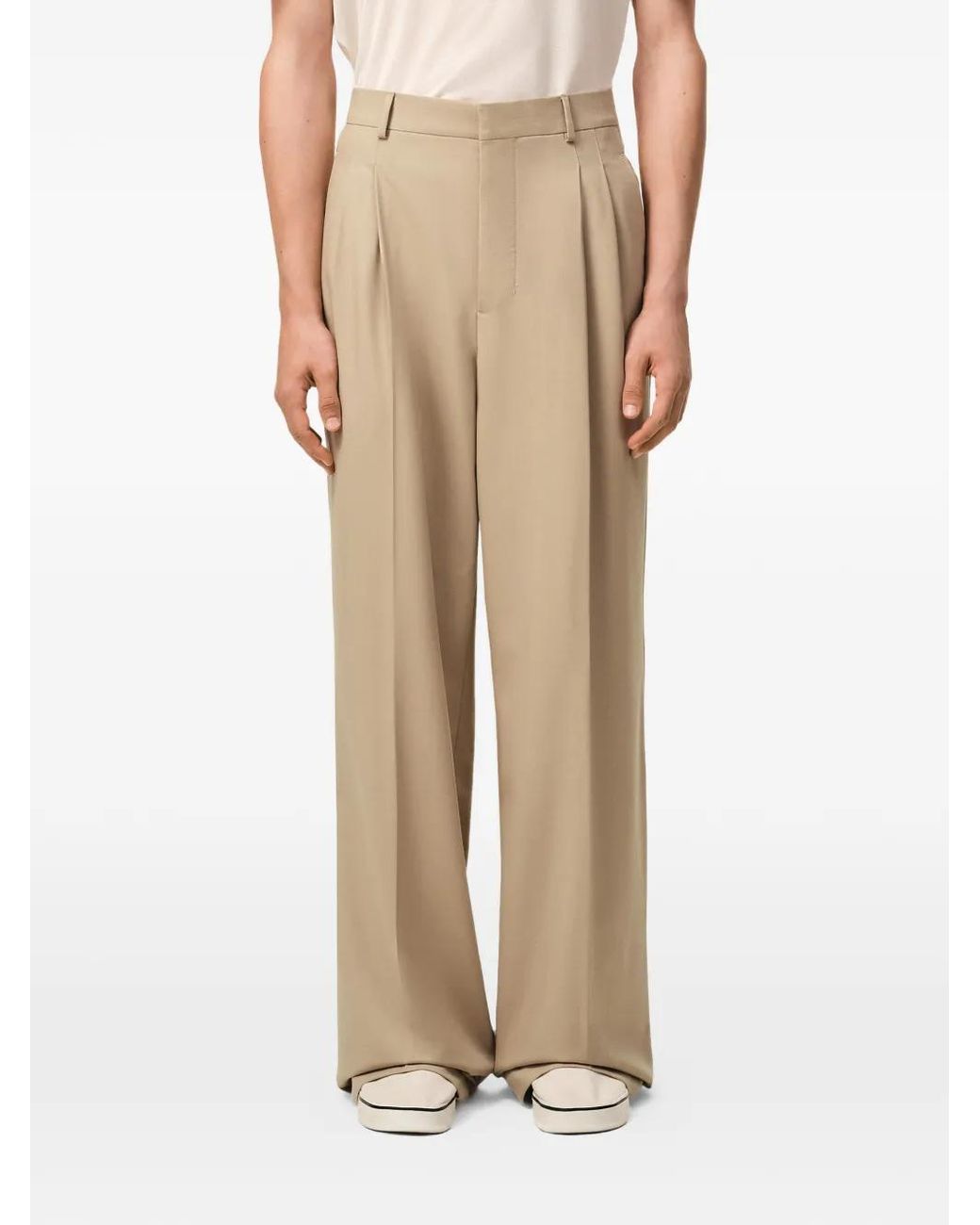 AMI Natural Low Waist Wide Trousers for men
