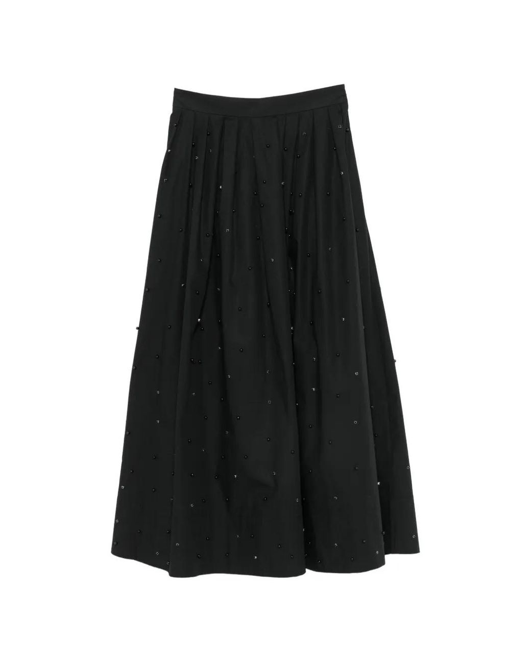 Maje Black Bead-Embellished Maxi Pleated Skirt