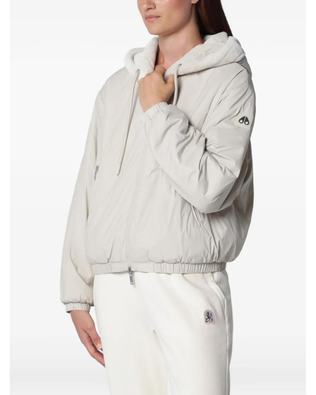 Moose Knuckles White Welt-Pocket Hoodie