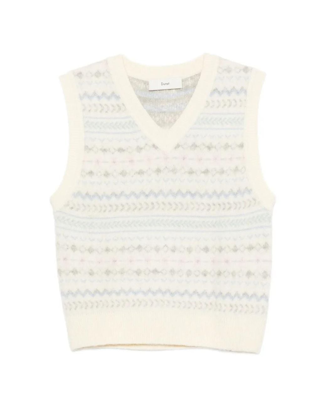 DUNST White Fair Isle V-Neck Sweater Vest