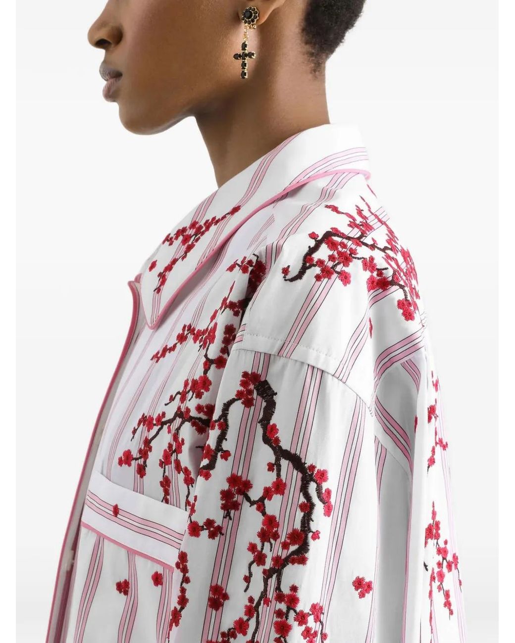 Dolce & Gabbana White Vanity Shirt With Flower Embroidery
